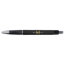 Klassisches Monogramm Schwarz Gold Elegantes Initi