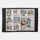 Klassisches Monogramm Schwarz/Grau 8 FotoCollage Geschirrtuch (Horizontal)