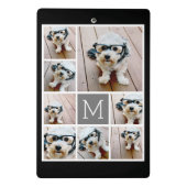 Klassisches Monogramm Schwarz/Grau 8 FotoCollage Mini Klemmbrett (Rückseite)