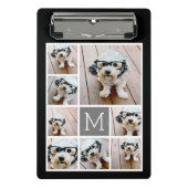 Klassisches Monogramm Schwarz/Grau 8 FotoCollage Mini Klemmbrett (Vorderseite)