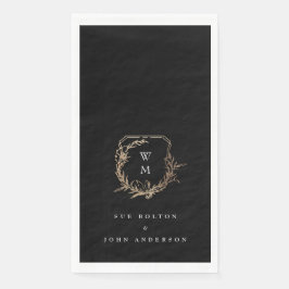 klassisches Monogramm Schwarz-weißes Goldmotiv-Wap Serviette