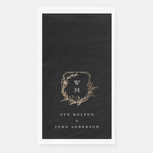 klassisches Monogramm Schwarz-weißes Goldmotiv-Wap Serviette