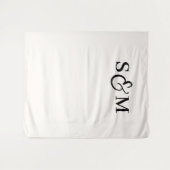 Klassisches Monogramm-Skript-Ampersand-Hochzeit Wandteppich (Vorderseite (Horizontal))