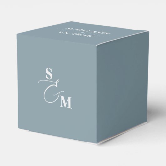 Klassisches Monogramm-Skript-Et-Zeichen Hochzeit B Geschenkschachtel (Rückseite)
