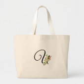 Klassisches Monogramm U rot weiße Blume Mutter Ges Jumbo Stoffbeutel (Vorne)