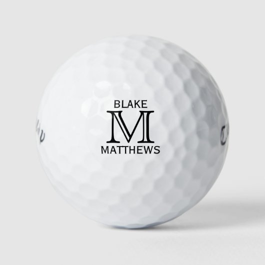 Klassisches Monogramm und Name Golfball (Vorderseite)