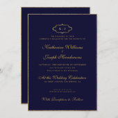 KLASSISCHES MONOGRAMM UND ROMANTISCHE KALLIGRAFISC EINLADUNG (Vorne/Hinten)