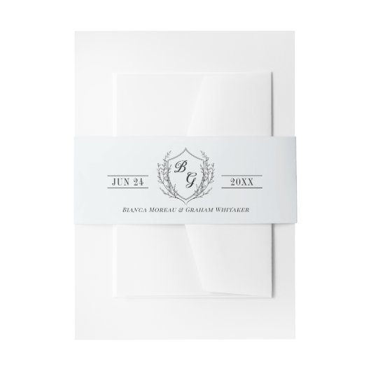 Klassisches Monogramm Vintages Wappen hellgrau coo Einladungsbanderole (Vorderseite Beispiel)