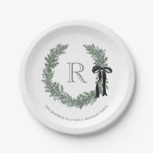 Klassisches Monogramm-Wappen Pappteller (Vorderseite)