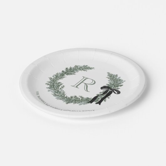 Klassisches Monogramm-Wappen Pappteller (Schrägansicht)