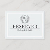 Klassisches Monogramm Wappen VORBEHALTEN Platzkarte (Vorderseite)