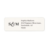 Klassisches Monogramm Weiße Hochzeit Rücksendeadre (Vorne)