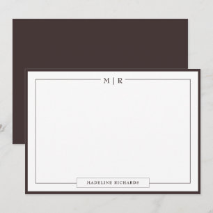 Klassisches Monogramm Wenge Border Stationery Mitteilungskarte