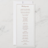 Klassisches Monorgam Brown & Ecru Hochzeitsprogram (Rückseite)