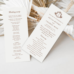 Klassisches Monorgam Brown & Ecru Hochzeitsprogram
