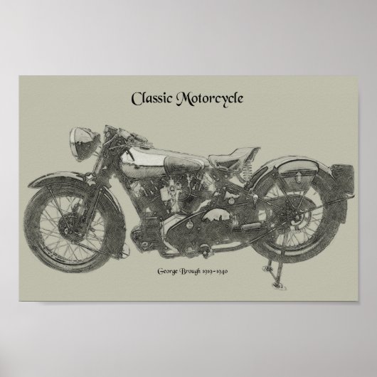Klassisches Motorrad der alten Schule in den 20er Poster (Vorne)