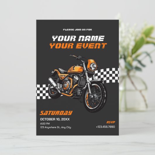 Klassisches Motorrad Einladung (Stehend Vorderseite)