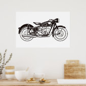 Klassisches Motorrad für Schwarz/Weiß Poster (Küche)