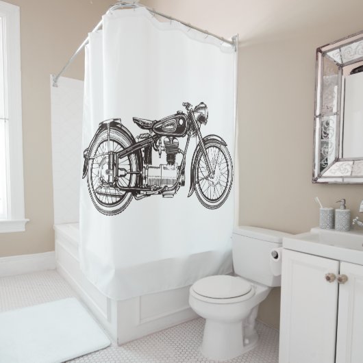 Klassisches Motorrad III Duschvorhang (Beispiel)