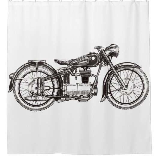 Klassisches Motorrad III Duschvorhang (Vorderseite)