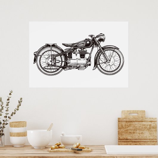 Klassisches Motorrad III Poster (Küche)