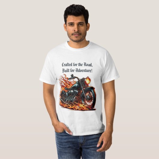 Klassisches Motorrad in Bewegung mit Flammen T-Shirt (Vorne ganz)