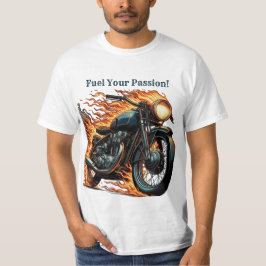 Klassisches Motorrad in Bewegung mit Flammen T-Shirt