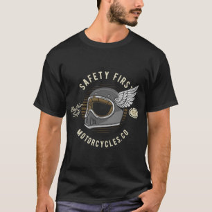 Klassisches Motorrad Sicherheit geht vor T-Shirt
