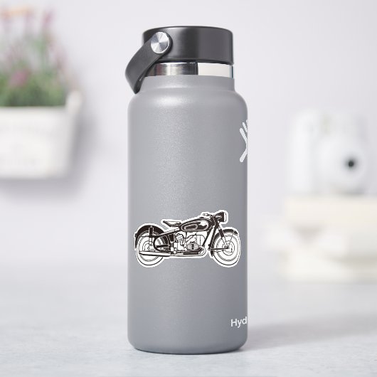 Klassisches Motorrad SMALL in Schwarzweiß Aufkleber (HydroFlask)