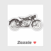 Klassisches Motorrad SMALL in Schwarzweiß Aufkleber (Blatt)