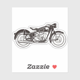 Klassisches Motorrad SMALL in Schwarzweiß Aufkleber