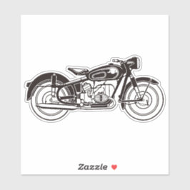 Klassisches Motorrad SMALL in Schwarzweiß Aufkleber
