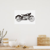 Klassisches Motorrad SMALL in Schwarzweiß Poster (Küche)