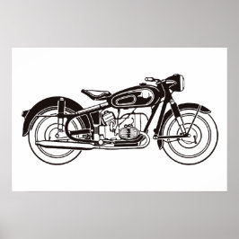 Klassisches Motorrad SMALL in Schwarzweiß Poster