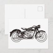 Klassisches Motorrad SMALL in Schwarzweiß Postkarte (Vorne/Hinten)