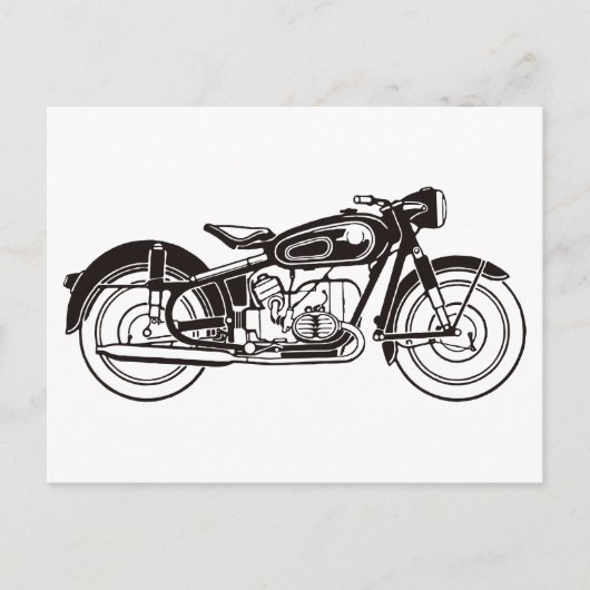 Klassisches Motorrad SMALL in Schwarzweiß Postkarte (Vorderseite)