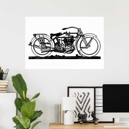 Klassisches Motorrad V Poster (Heimbüro)