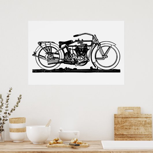 Klassisches Motorrad V Poster (Küche)
