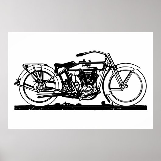 Klassisches Motorrad V Poster (Vorne)