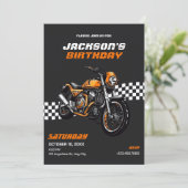 Klassisches Motorrad zum Geburtstag Einladung (Stehend Vorderseite)