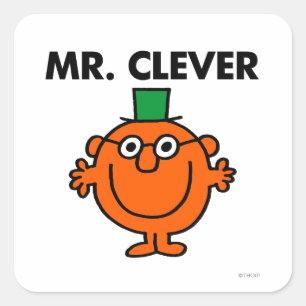 Klassisches Mr. Clever-Logo Quadratischer Aufkleber