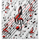 Klassisches Musical Chaos Red Black and White Duschvorhang (Vorderseite)