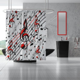 Klassisches Musical Chaos Red Black and White Duschvorhang