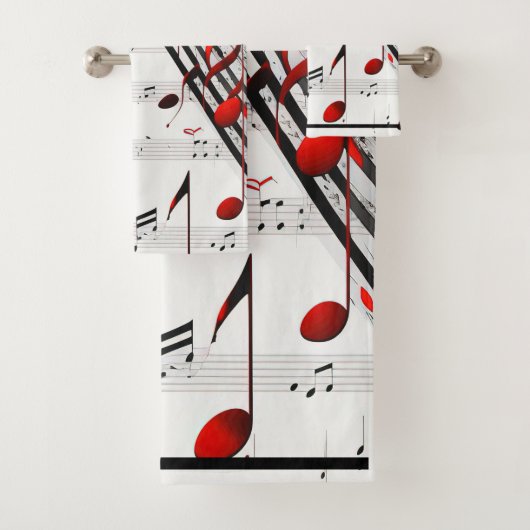 Klassisches Musical Chaos Red White and Black Badhandtuch Set (Insitu)