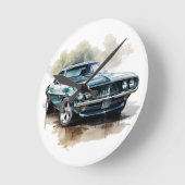 Klassisches Muskelauto Runde Wanduhr (Winkel)
