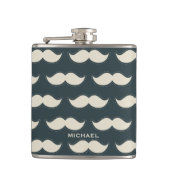 Klassisches Mustache-Muster auf schwarz Personalis Flachmann (Vorderseite)