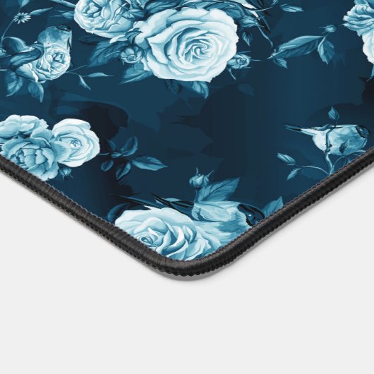 Klassisches Muster der blauen Rose Schreibtischunterlage (Ecke)