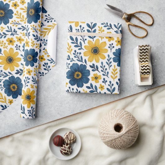 Klassisches Muster der mediterranen Blumenkunst Geschenkpapier (Kunsthandwerk)