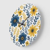 Klassisches Muster der mediterranen Blumenkunst Große Wanduhr (Winkel)