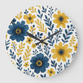 Klassisches Muster der mediterranen Blumenkunst Große Wanduhr (Vorderseite)